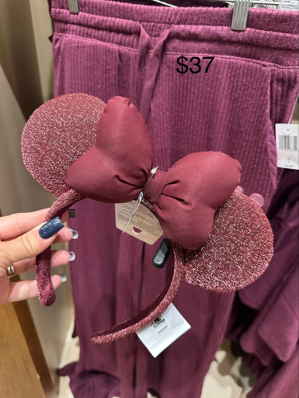 Disney Parks burgundy Minnie Ears Headband